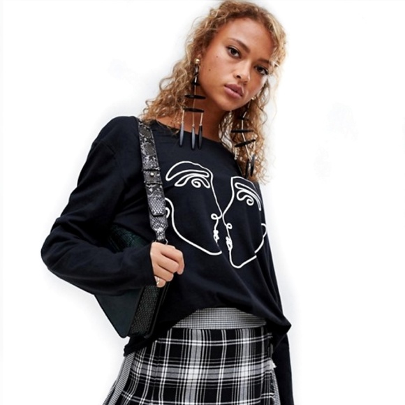 Reclaimed Vintage Tops - Kissing Faces Tee